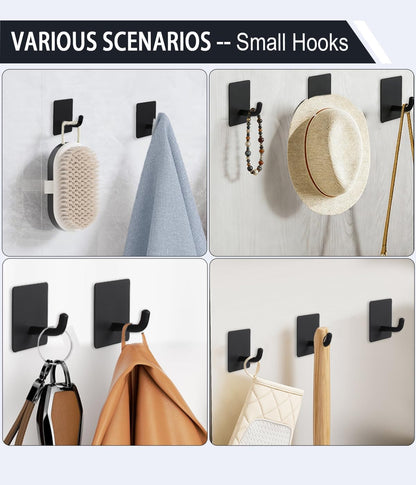 2 Razor Holder for Shower and 3 Adhesive Hooks with Removable Strips，Towel Hooks for Hanging，Wall Hooks for bathrooms，Removable Damage-Free Metal Shaver Holder，for Stockings，Decor，Robe