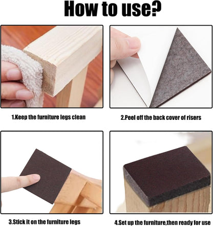 Furnigear 1.5x1.5 Inch Square Felt Furniture Pads, 18Pcs Self-Adhesive Floor Protectors for Chair Legs, Hardwood Floors - Cuttable, Anti-Scratch, Brown