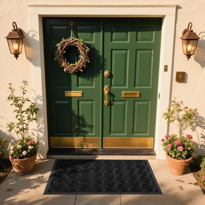 Yimobra Doormat Outdoor Entrance 29.5x17, All-Weather Waterproof Outdoor Mats for Front Door, Non Slip Welcome Door Mat for Patio Proch Outside Entryway Indoor, Black
