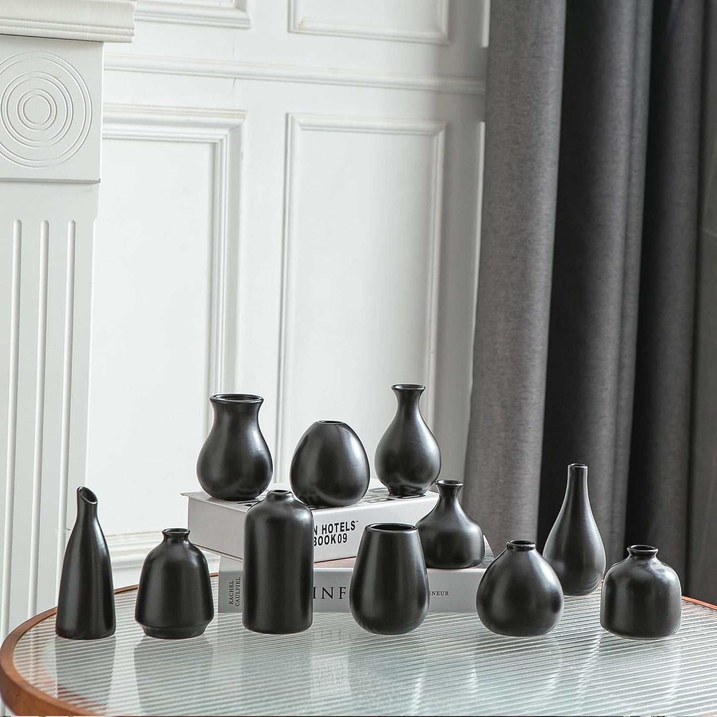 JOJUNO White Bud Vases, Small Ceramic Vase Set of 11, Mini Pottery Vases for Flowers, Decorative Pieces for Home Modern Decor, Boho Decor, Chic Accents for Living Room Dining Table Shelves