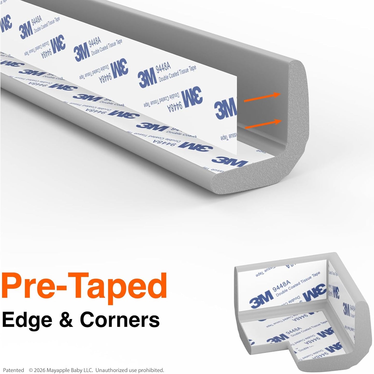 Roving Cove PreFit Fireplace Edge Corner Protector, Extra-Wide 9ft Edge 2 Corners, Pre-Taped 3M Adhesive, Baby Proofing Bumper Guards, Coffee Brown