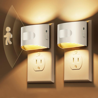 L LOHAS LED Night Light with Motion Sensor & Dusk to Dawn Sensor, Night Lights Plug into Wall with 30-100lm Adjustable Brightness, Motion Activated Night Light, 3000K Soft White, 2 Pack