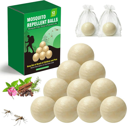 12 PCS Mosquito Repellent Balls, Plant-Based Formula Mosquito Repellent Outdoor Patio Garden Camping RV Use, Powerful Bug Repellent Ball for Indoor Outdoor Mosquito Repelling, DEET-Free Kid & Pet Safe