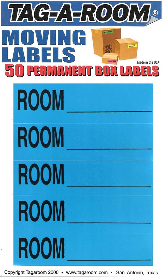 Tag-A-Room Color Coded Home Moving Box Labels (Room Blank)