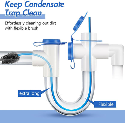 3 Pcs Condensate Trap Flexible Drain Brush, 48 Inch AC Drain Line Cleaning Brush for AC & HAVC Condensate P Trap, Black