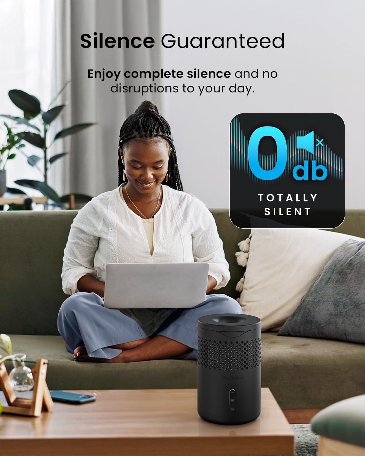 Pro Breeze Osmo Moisture Absorber, Silent & Refillable Dehumidifier for Home, Bedroom, Wardrobe and Bathroom,1.54lb Refillable Tablet, Non-Electric White