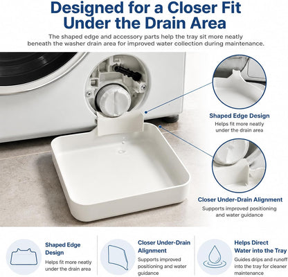 Universal Front-Load Washing Machine Drain Pan, Washing Machine Drain Tray, Leak-Proof Water Catch Drainage Tray, Easy Installation for Basements, Apartments, Mobile Homes, Garages, and Rentals