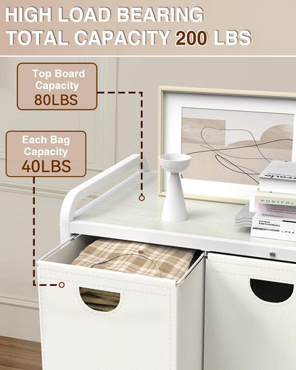 Laundry Sorter 3 Section,Laundry Basket with Wheels,3×15.8 Gal (60L) Laundry Hamper Organizer with Large Wooden Desktop Sorter,Pull-Out and Removable 900D Oxford Fabric Laundry Bags for Laundry Room