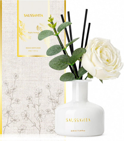 Reed Diffusers Set, 7.10 oz Flower Scented Diffuser with 7 Sticks, Long Lasting Home Fragrance for 120 Days, Perfect for Bathroom, Shelf Decor, Air Fresheners