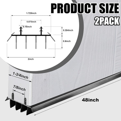 Pushglossy 2 Pcs 32inch Replacement Door Bottom with Vinyl Fins 1 3/4" Wide Threshold Seal Bottom of Door Weatherstrip Kerf Weather Stripping for 7/8" Between Barbs(Black)