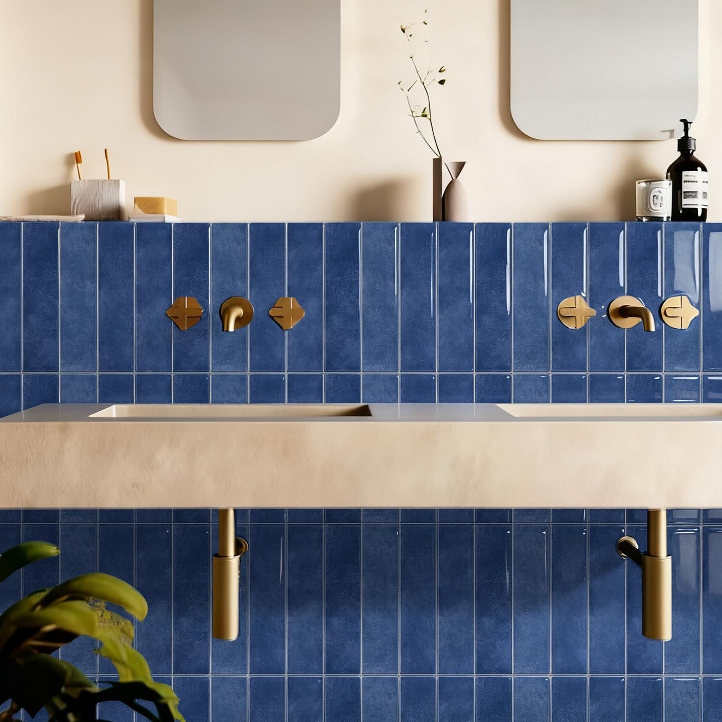 Alwayspon 10 Sheets 12x12inch Beige 3D Vinyl Backsplash Tiles, Self-Adhesive Peel and Stick Wall Tile Stickers Stick on Subway Tiles for Kitchen Bathroom Wall