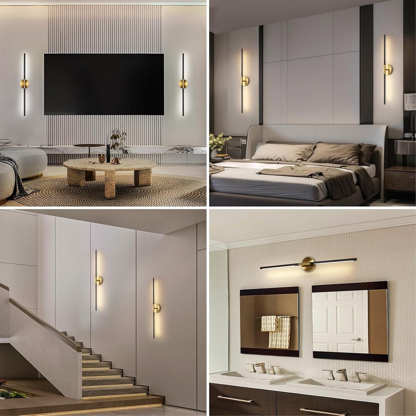 TaoFiaCo Battery Operated Wall Sconces Set of Two,Rechargeable Wall Sconces Set of 2 with Remote Control Dimmable Wall Light Decor for Living Room, Bathroom for, 24 Inch, Gold