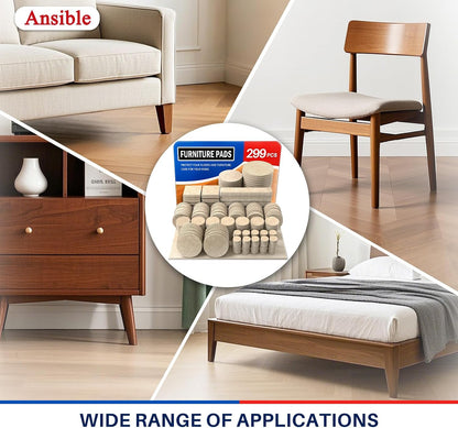 Ansible 60 PCS Felt Furniture Pads 1", Felt Pads for Chair Leg Floor Protectors for Hardwood Floors Round (Beige)