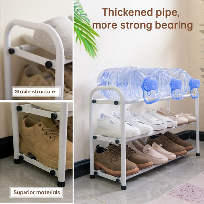 Gonfoam Shoe Rack for Closet, Expandable Shoe Organizer Storage Shelf, Adjustable Metal Free Standing Small Closet Shoe Rack for Entryway, Doorway (2-Tier Black)