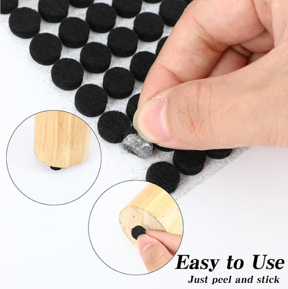 TIESOME 624Pcs Small Felt Pads for Coasters Bottom Dots, 0.39 Inch Self Adhesive Round Felt Pads Cabinet Door Bumpers Cushion Dots Furniture Pads Floor Protectors for Chair Legs Floors, Black
