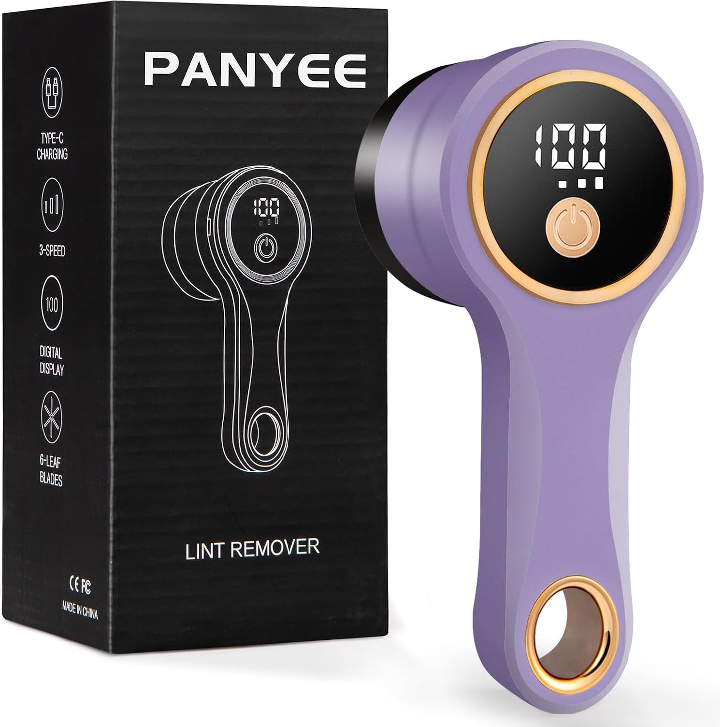 Rechargeable Fabric Shaver, Electric Lint Remover with Digital Display,Portable Sweater Defuzzer with 3 Speeds,6 Leaf Blades, Lint Shaver for Clothing,Furniture, Sofa,Sweater,Blanket…