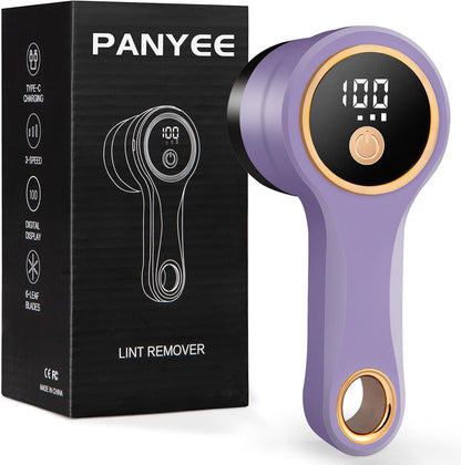 Rechargeable Fabric Shaver, Electric Lint Remover with Digital Display,Portable Sweater Defuzzer with 3 Speeds,6 Leaf Blades, Lint Shaver for Clothing,Furniture, Sofa,Sweater,Blanket…
