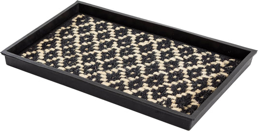 Anji Mountain Heavy Duty Waterproof Rubber Shoe Storage Mat Organizer/Boot Storage Tray Multi Use For Entryway with Coir, Tan and Khaki Insert , Fits 4 Pair (46.5" Wide)