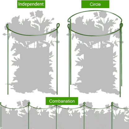 HiGift Peony Cages and Supports 24" H x 10" W, 8 Pack Tall Snake Plant Support Stake Half Round Metal Garden Stake for Indoor and Outdoor Plants, Flower Support Ring Border for Tomato,Hydrangea,Rose