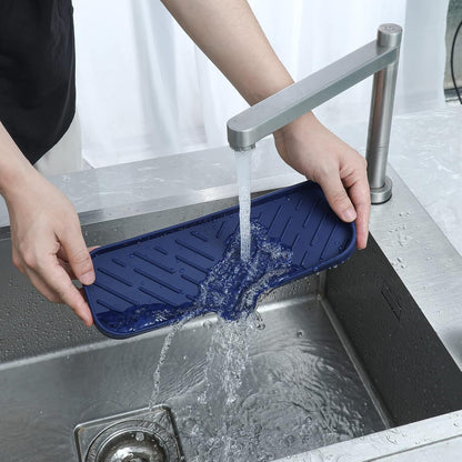 MicoYang Silicone Bathroom Soap Dishes with Drain Spout-Bathroom and Kitchen Sink Organizer,Sponge Holder,Dish Soap Tray,Perfect for Dispenser,Scrubber,Bottle,Cup on Sink or Counter-Coffee 4.9"×3.2"