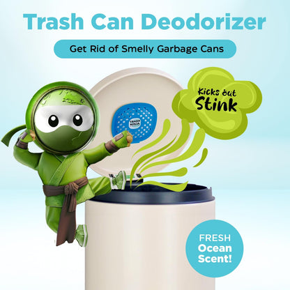 Trash Ninja Trash Odor Eliminator – Long-Lasting Citrus Scent Deodorizer with Activated Charcoal, Stick-On Freshener for Garbage Can, Fridge, Bathroom, Kitchen, and Diaper Pail Odors