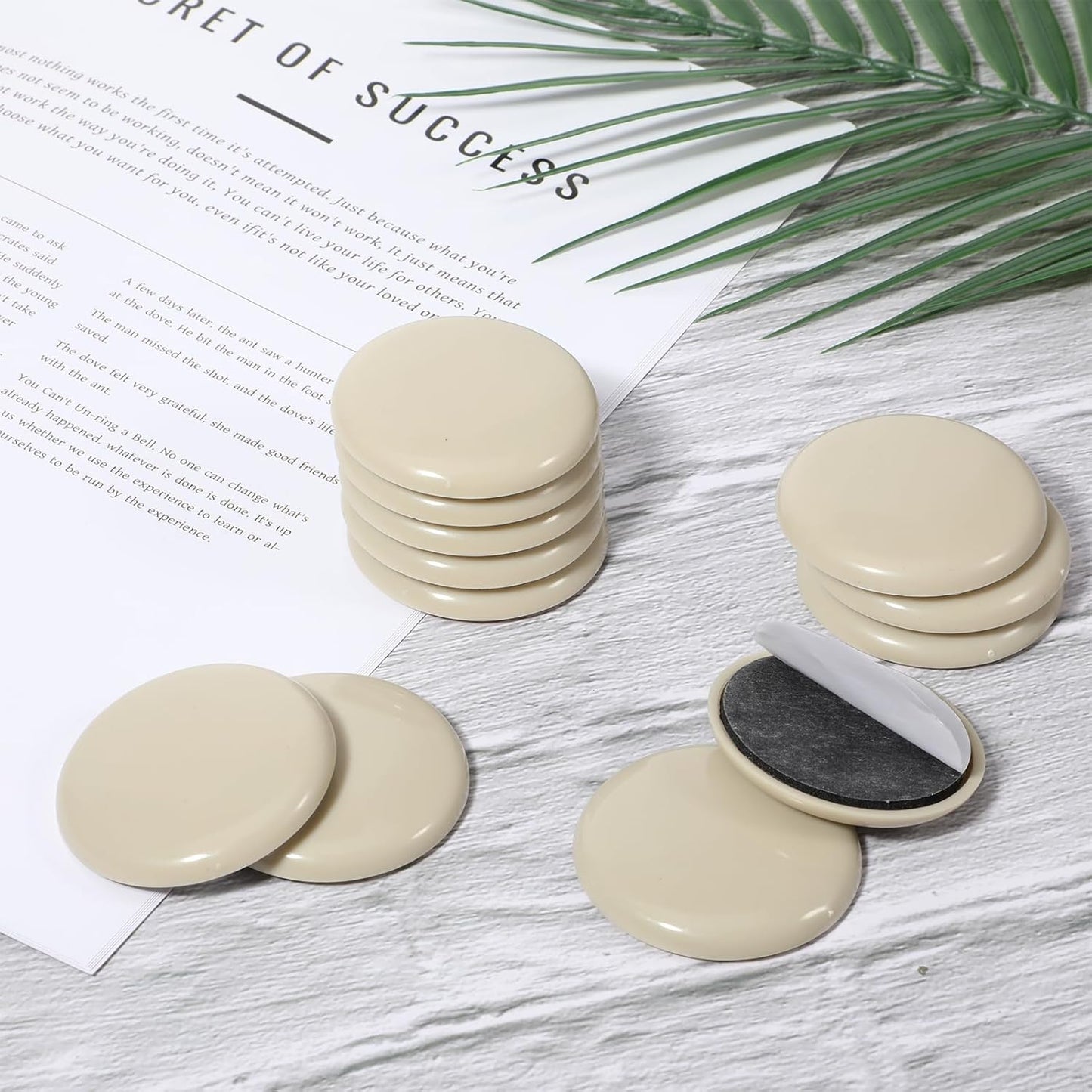 12 Pcs Furniture Sliders, Round Sliders for Furniture on Carpet, 2 Inch PE Floor Protectors for Sofa, Table & Chair Moving, Beige
