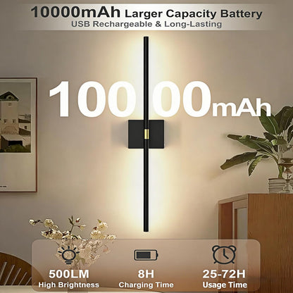 Battery Powered Wall Sconce Set of Two: Gold Wireless Rechargeable Wall Lights with Touch and Remote Control, 360°Rotatable 4CCT Dimmable Cordless Scone Lighting Decor for TV Wall Bedroom Bathroom