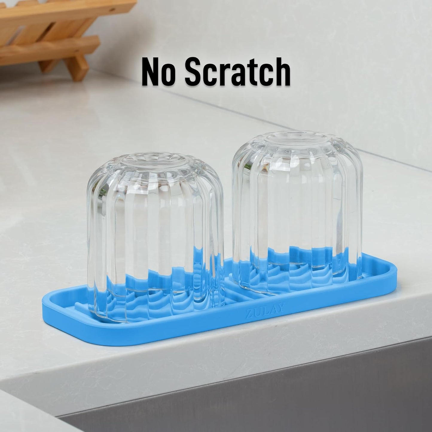 Zulay Kitchen (9x3.5in) Sponge Holder for Kitchen Sink - Flexible Heavy-Duty Multipurpose Sink Caddy - Counter Organizer for Kitchen, Bathroom, Makeup, Trinkets & More! (Grey)