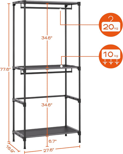 CASAMAYA Clothes Rack, Portable Closet, 80.7 Inch Extra Large Capacity Wardrobe Closet, Clothes Storage Organizer with Shelves and 5 Hanging Rods, Easy to Assembly, Black PCT036B01