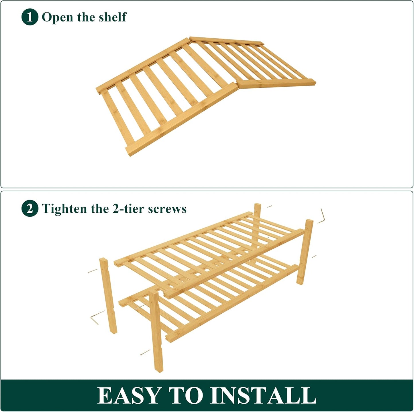 Smiry Bamboo Shoe Rack for Closet, 3 Tier Wooden Shoe Organizer, Stackable Wood Shoe Storage Shelf for Entryway, 14 Vertical Slats, One-piece Heavy-Duty Legs, 26.77"x11.02"x18.31", Natural