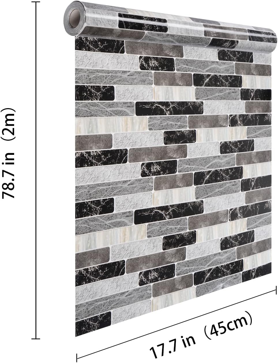 WENMER Kitchen Peel and Stick Backsplash Wallpaper, Waterproof Bathroom Wall Paper, Self Adhesive Removable Wallpaper for Kitchen Backsplash, Tile Contact Paper for Countertop, 17.7"x 118"