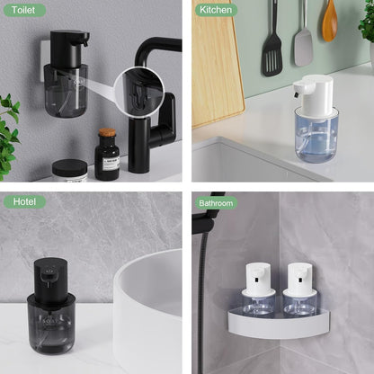 Automatic Foaming Soap Dispenser Touchless Rechargeable 13.53oz/400ml with Wall Mount and 4-Level Adjustable Electric Foam Soap Dispenser, Hand, Hands Free, Bathroom, Kitchen (White)