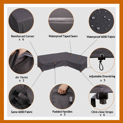 Patio Deck Box Cover, 63x30 Inch Fire Pit Covers with Straps and Handles, Waterproof Heavy Duty Outdoor Furniture Winter Cover for Keter, Suncast, Lifetime Container