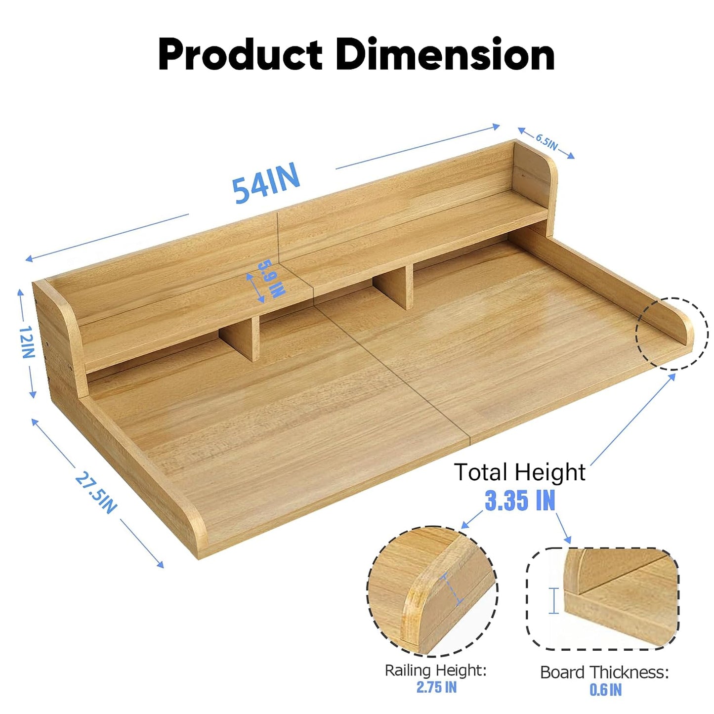 54" 2 Tier Washer Dryer Countertop with Storage Shelf, Waterproof MDF Laundry Room Organizer, Folding Station, Mechanically Joined Two-Panel Countertop (Walnut Brown)