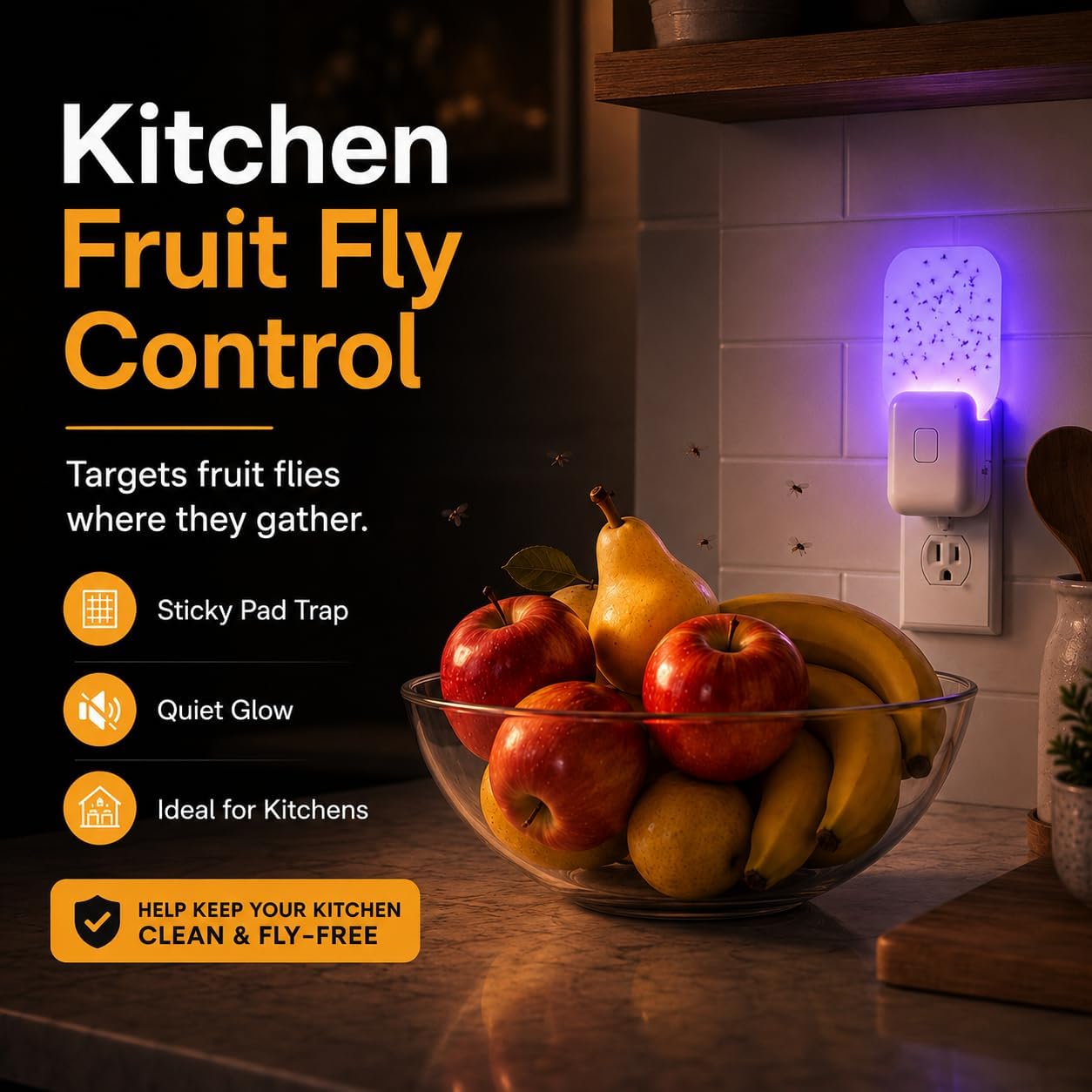 Fruit Fly Traps for Indoors 2-Pack: Upgraded Flying Insect Trap with 6 Refills - Bug Catcher for Gnat Mosquito Moths - Suitable for House Home Kitchen