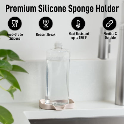 Zulay Kitchen (9x3.5in) Sponge Holder for Kitchen Sink - Flexible Heavy-Duty Multipurpose Sink Caddy - Counter Organizer for Kitchen, Bathroom, Makeup, Trinkets & More! (Grey)
