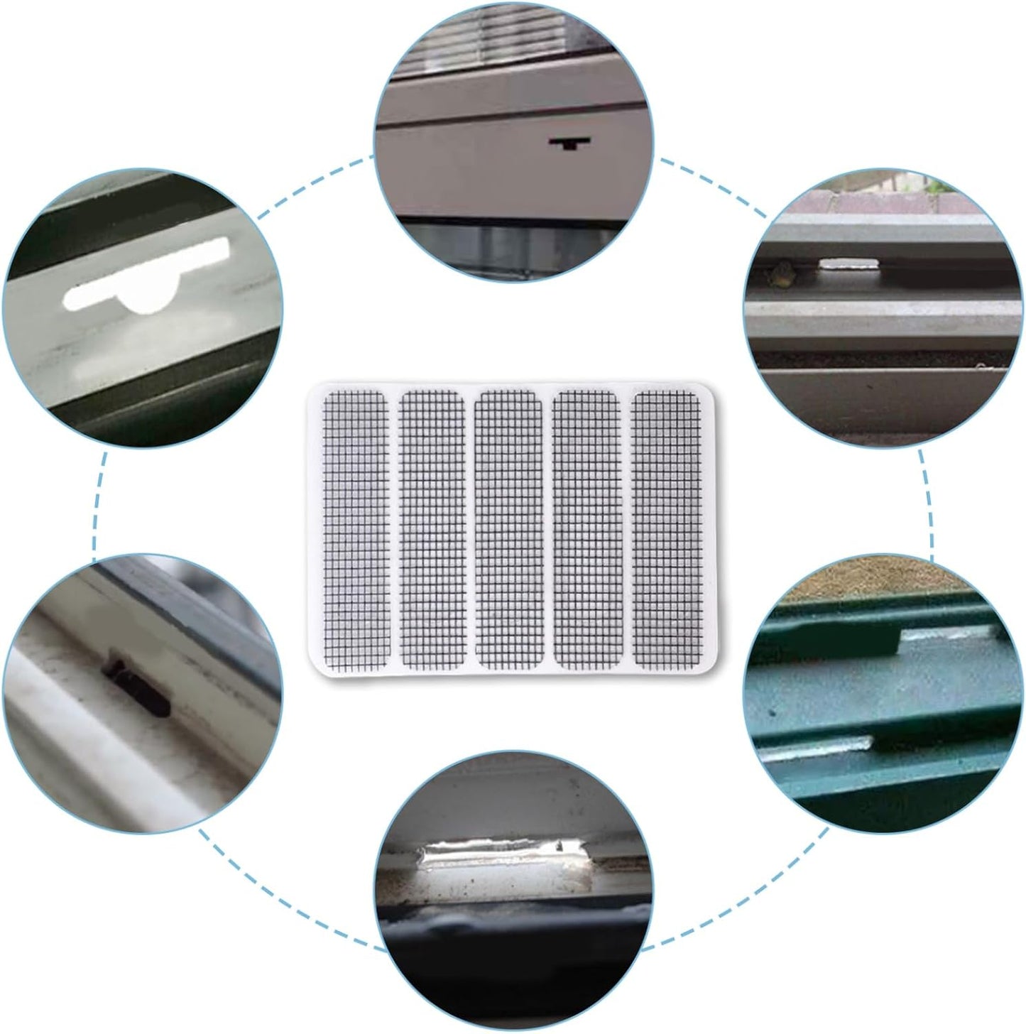Screen Patch Repair Kit 250Pcs Waterproof Sticky Window Screen Tape Mesh for Door and Window Repair, Freely Cut Weep Hole Covers for Home