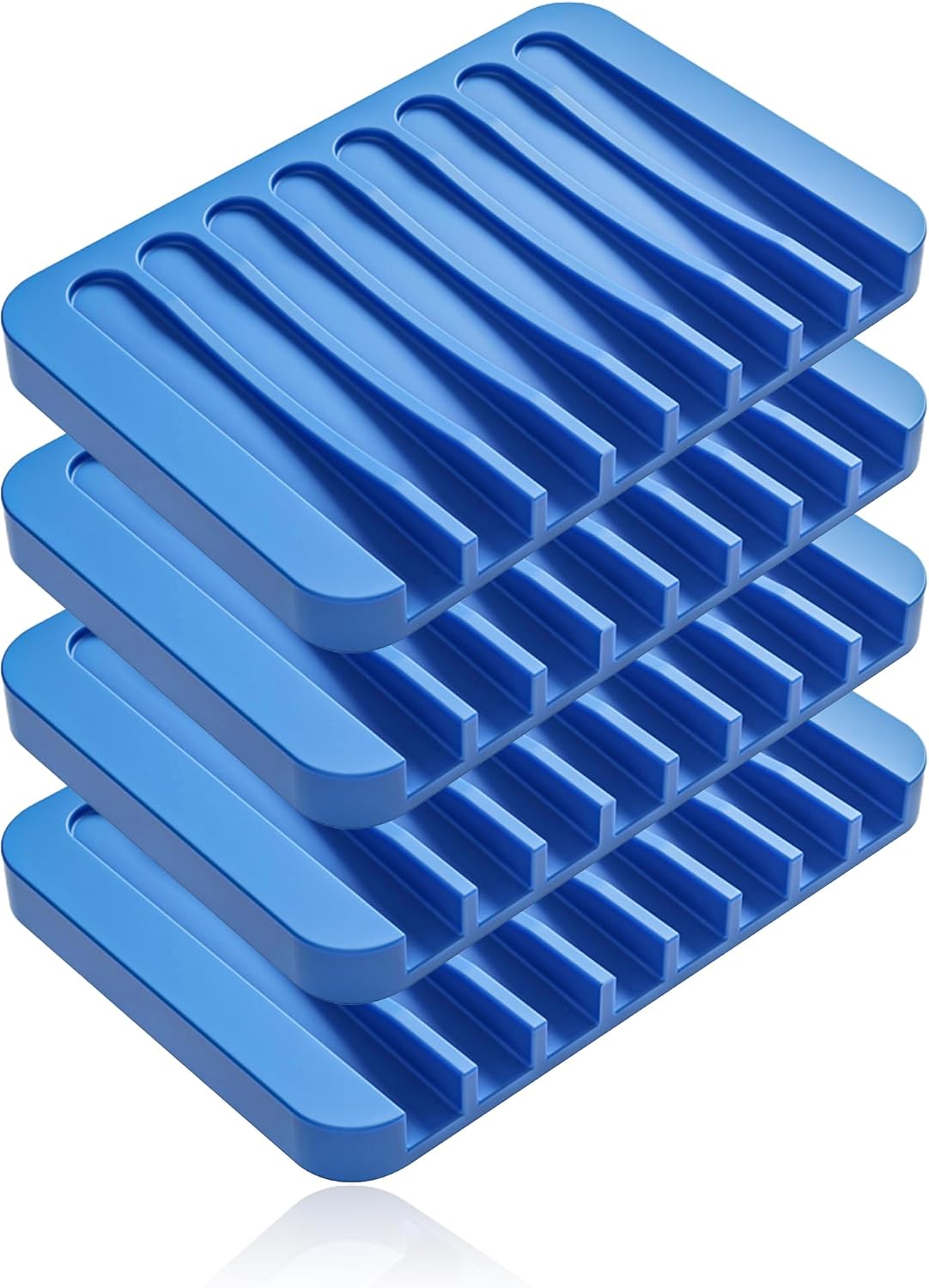 4-Pack Self Draining Soap Dish for Shower Bathroom Waterfall Silicone Soap Saver Tray Sponge Holder for Kitchen Sink Non-Slip Easy Clean (Black and White)