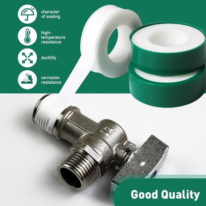 3 Roll Plumbers Tape, Teflon Water Pipe Sealing Tape, High-Density Thickening and Lengthen, High-Sealing Performance Waterproof Duct, Thread Seal, L 590 in x W 0.51 in. White