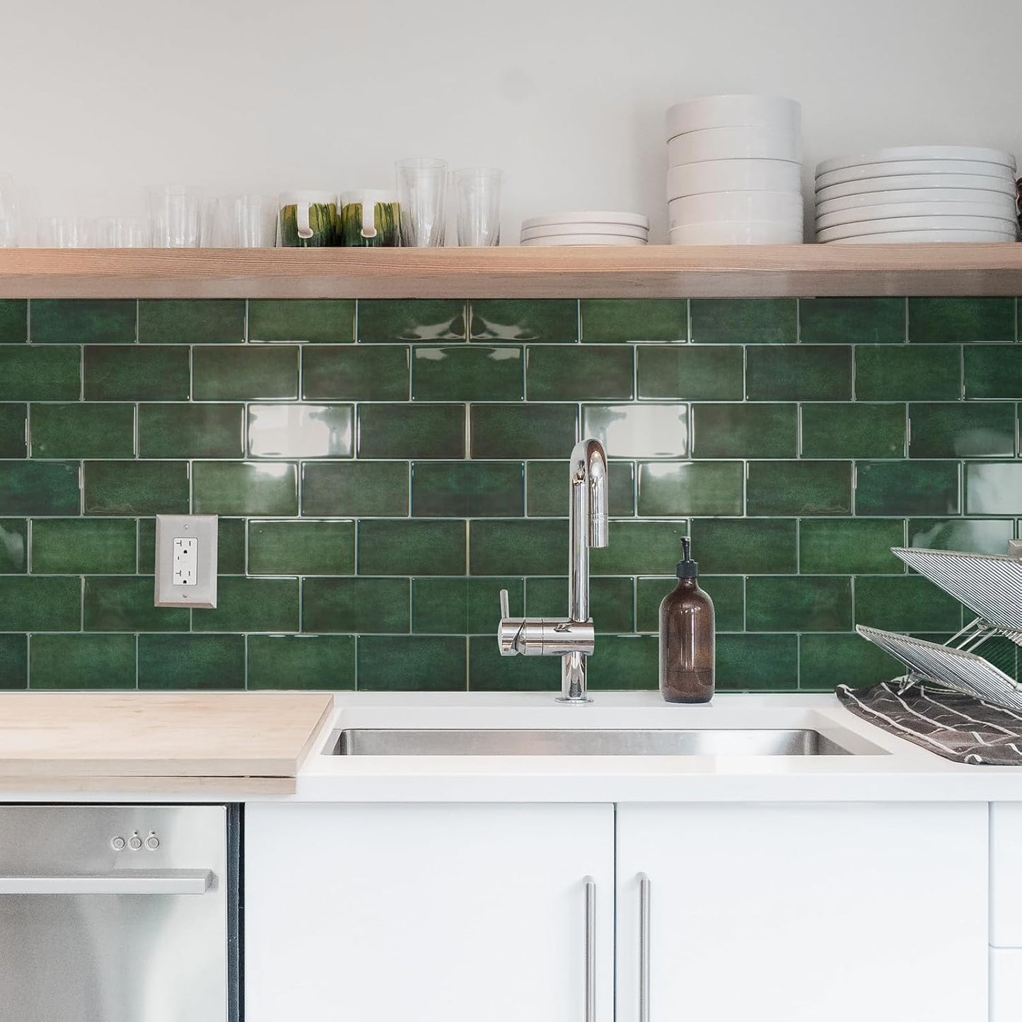 Art3d Peel and Stick Backsplash, 10-Pack Thickened Stick on Subway Tiles, Faux Ceramic Tiles for Kitchen, Bathroom, Black