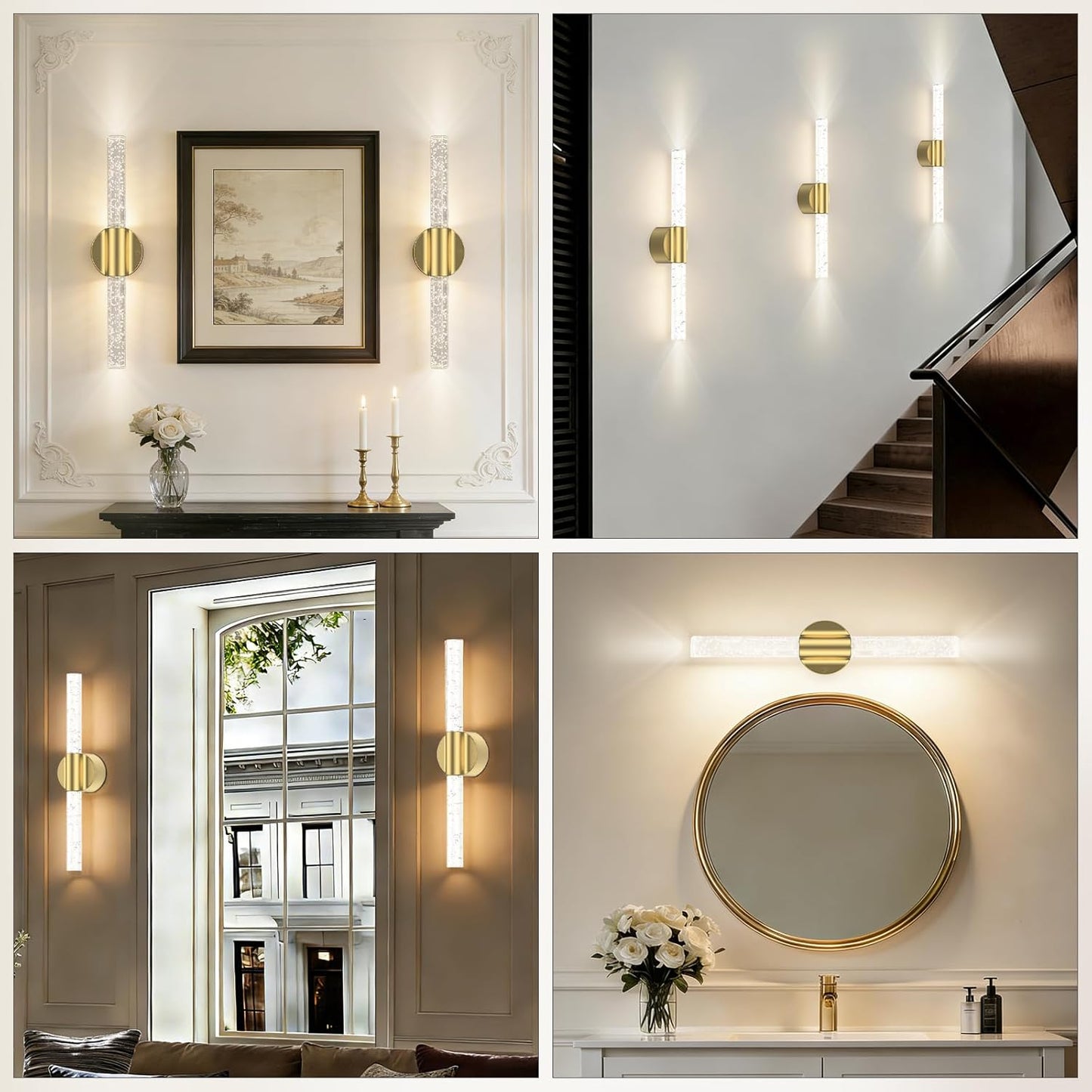 Peel and Stick on Battery Operated Wall Sconces Set of 2, Gold Wireless Magnetic Rechargeable Wall Lights with Remote & Touch Control, No Drill 3CCT Dimmable Wall Lamp for Bedroom Living Room Decor