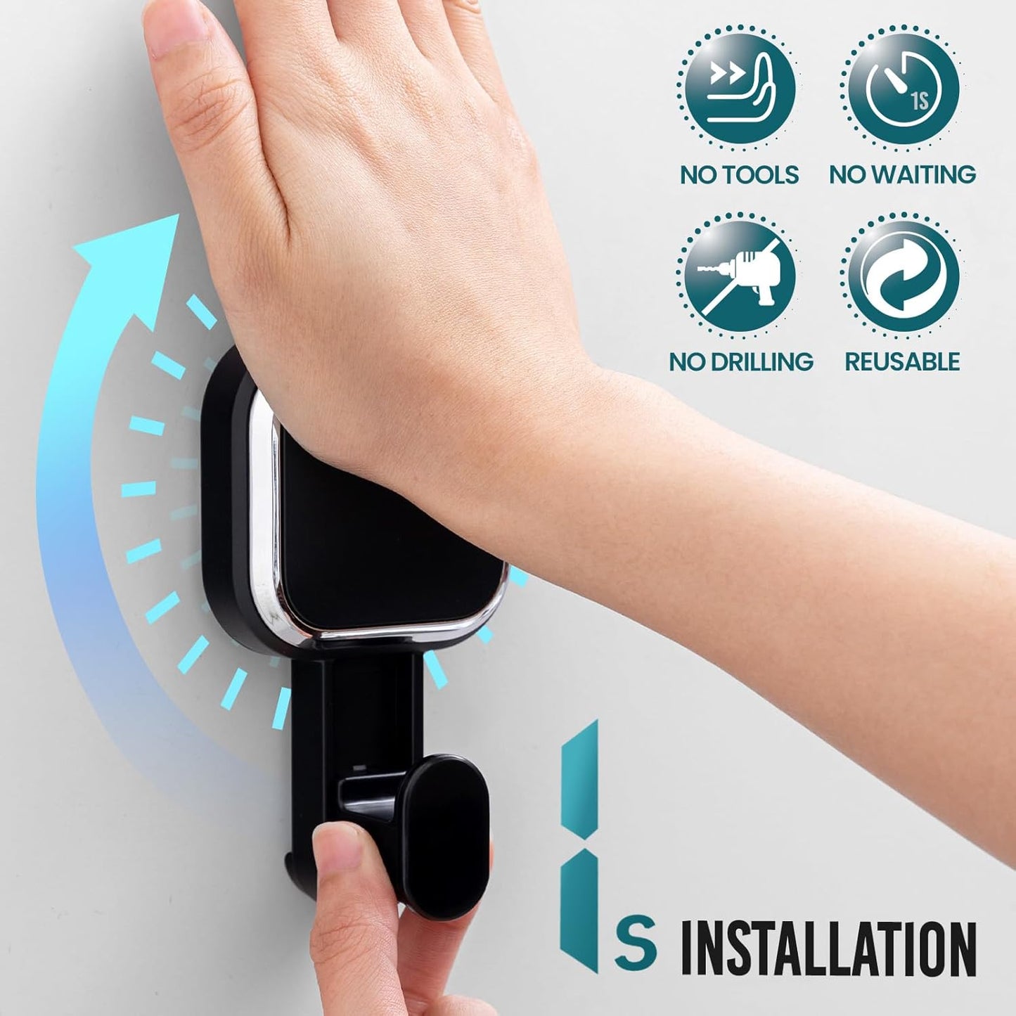 TAILI Suction Cup Razor Holder for Shower Wall 2 Pack, Versatile Suction Cup Hooks for Razor, Towel, Loofah, Squeegee, Cell Phone, Removable Damage-Free Hanging Shower Hook, Shaver Holder, Black