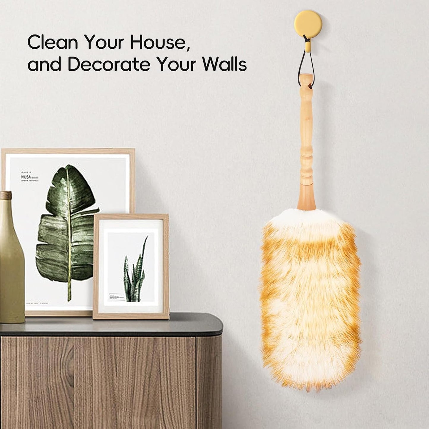 Extendable Lambswool Duster 29-110 Inch,Anti-Static Flexible Head, Stainless Steel Pole for Cleaning High Ceiling,Fan,Furniture,Roof Dusting