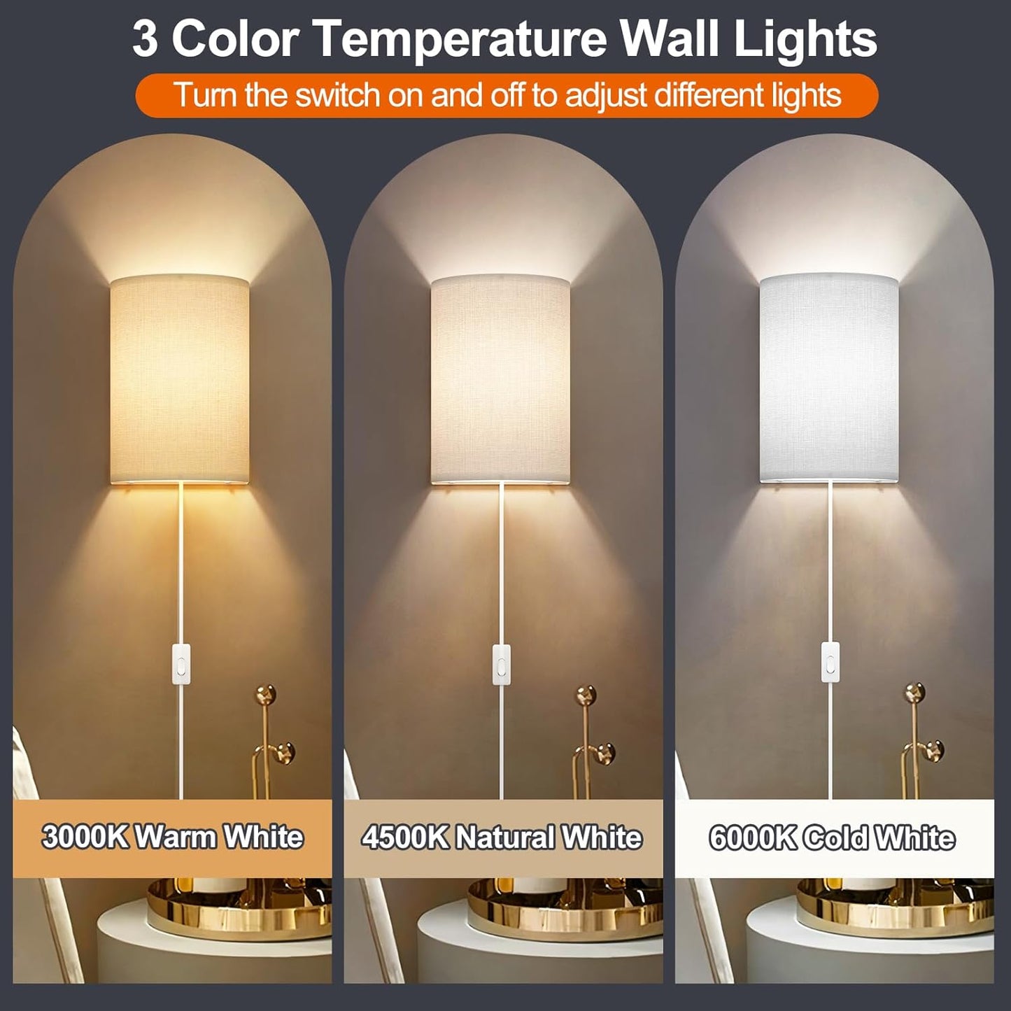 Battery Operated Wall Sconce Set of Two: 10000mAh Wireless Wall Light with Rechargeable Magnetic Bulb - Dimmable Wall Lamp with 7 RGB Colors - Linen Shade Sconces with Remote for Bedroom Living Room