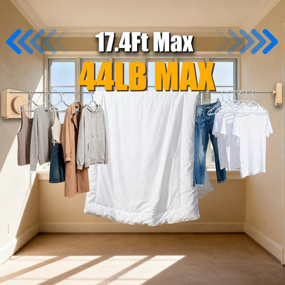 Retractable Clothesline Indoor & Outdoor, 16.2Ft Non-Sagging Stainless Steel Laundry Line with Wall Mounted Heavy Duty Design, Space-Saving Drying Rack for Bathroom, Balcony(1, White)