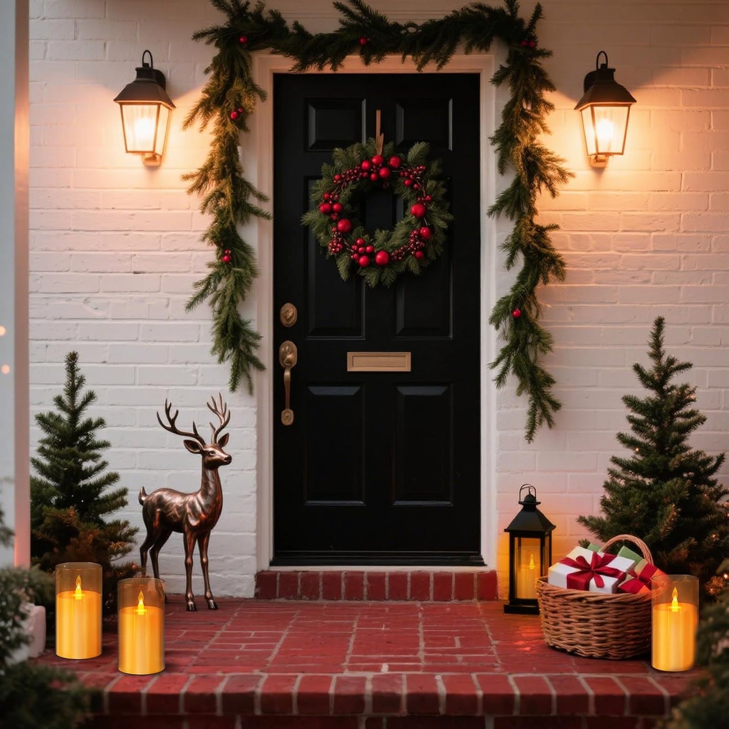 wemarry Flameless Candles 4" 5" 6" Acrylic Glass Pillars 3" Diameter Battery Operated Flickering Candles Include 8-Key Remote with Timer Function 400+ Hours (Amber, Warm Light 3 Pack)