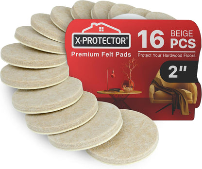 24 Heavy-Duty Felt Furniture Pads 1” 1/4” Thick X-Protector! Square Felt Pads for Furniture Feet - The Best Felt Floor Protectors for Furniture to Prevent Scratches. Protect Your Hard Floor! (Brown)