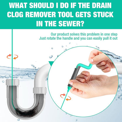 Drain Clog Remover Tool with Rotating Handle, 40 Inch Steel Wire Drain Snake, Heavy Duty Flexible Hair Drain Clog Remover for Shower, Sink, Toilet, Bathroom & Kitchen Drain Cleaner Tool(6PCS)