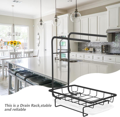 BESPORTBLE Multi-Function Dishcloth and Sponge Drying Rack Black Wall-Mounted and Desktop Kitchen Sink Storage Draining Holder Organizer for Home Cleaning Tools