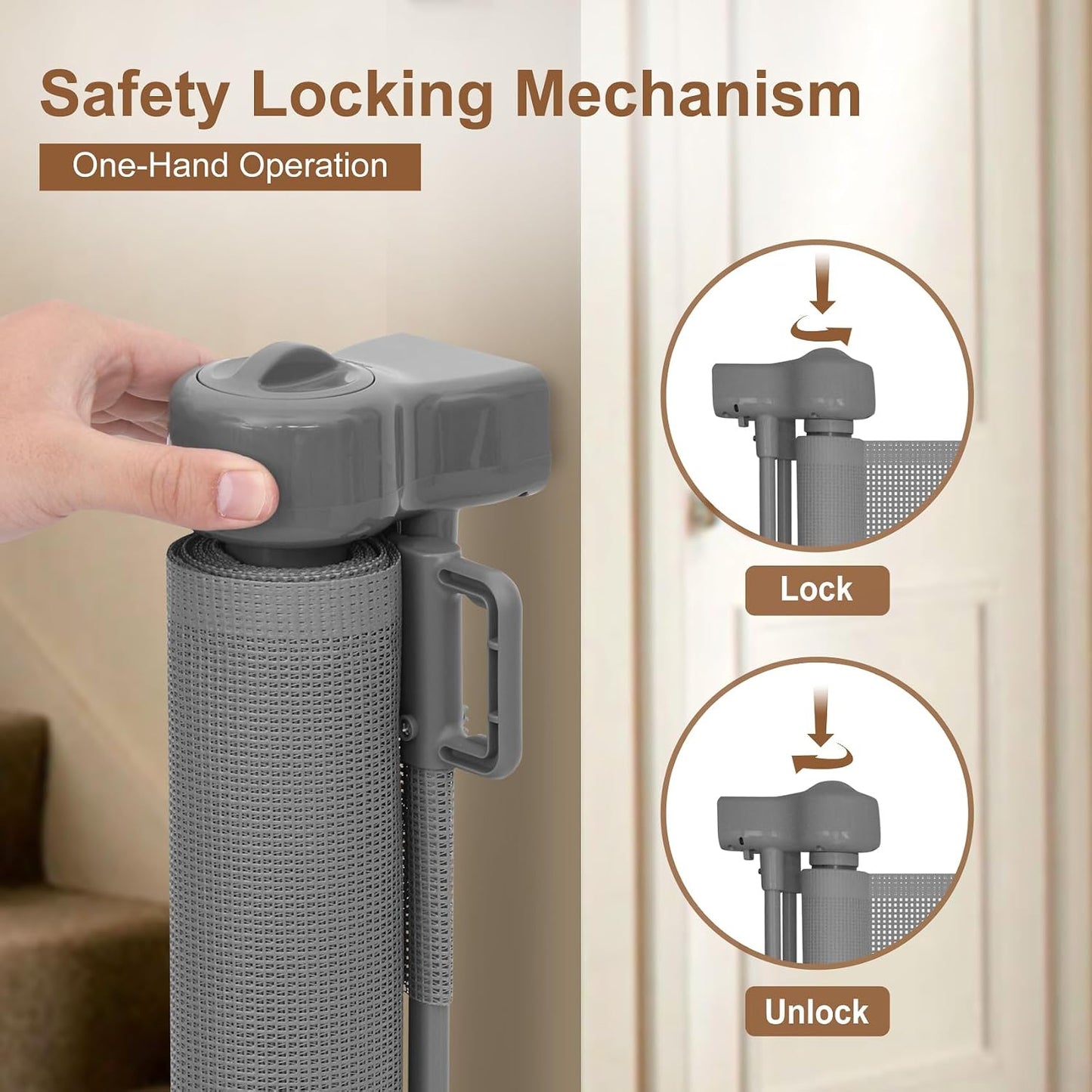 Miumoon 50 inch Retractable Baby Gates 34 inch Tall, Retractable Gate with Reinforced Strip Design to Prevent Crawling Through, Retractable Dog Gate for Stairs, Doorways, Hallways
